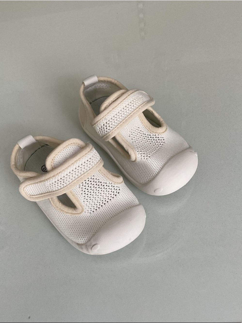 Kids White Breathable Mesh Mary Jane Shoes with Hook-and-Loop Strap